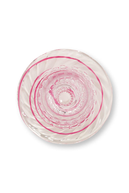 Candle Holder Glass Swirl Pink M 22cm