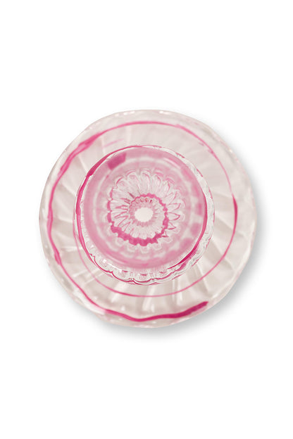 Candle Holder Glass Swirl Pink L 28cm