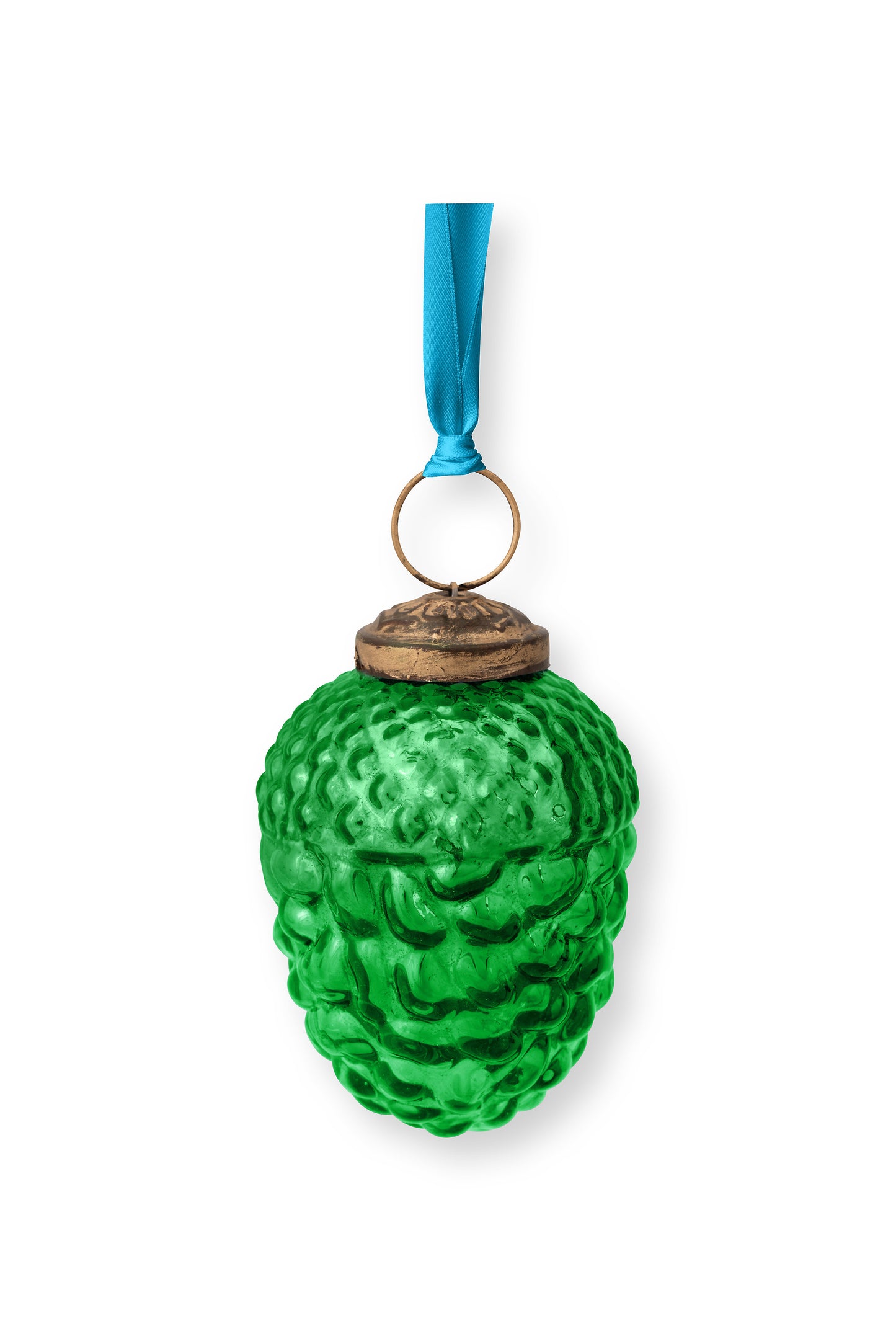 Ornament Glass Pine Cone Green 7.5cm