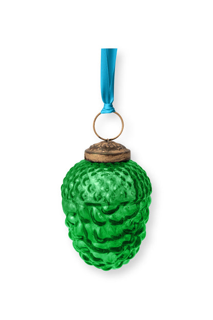 Ornament Glass Pine Cone Green 7.5cm