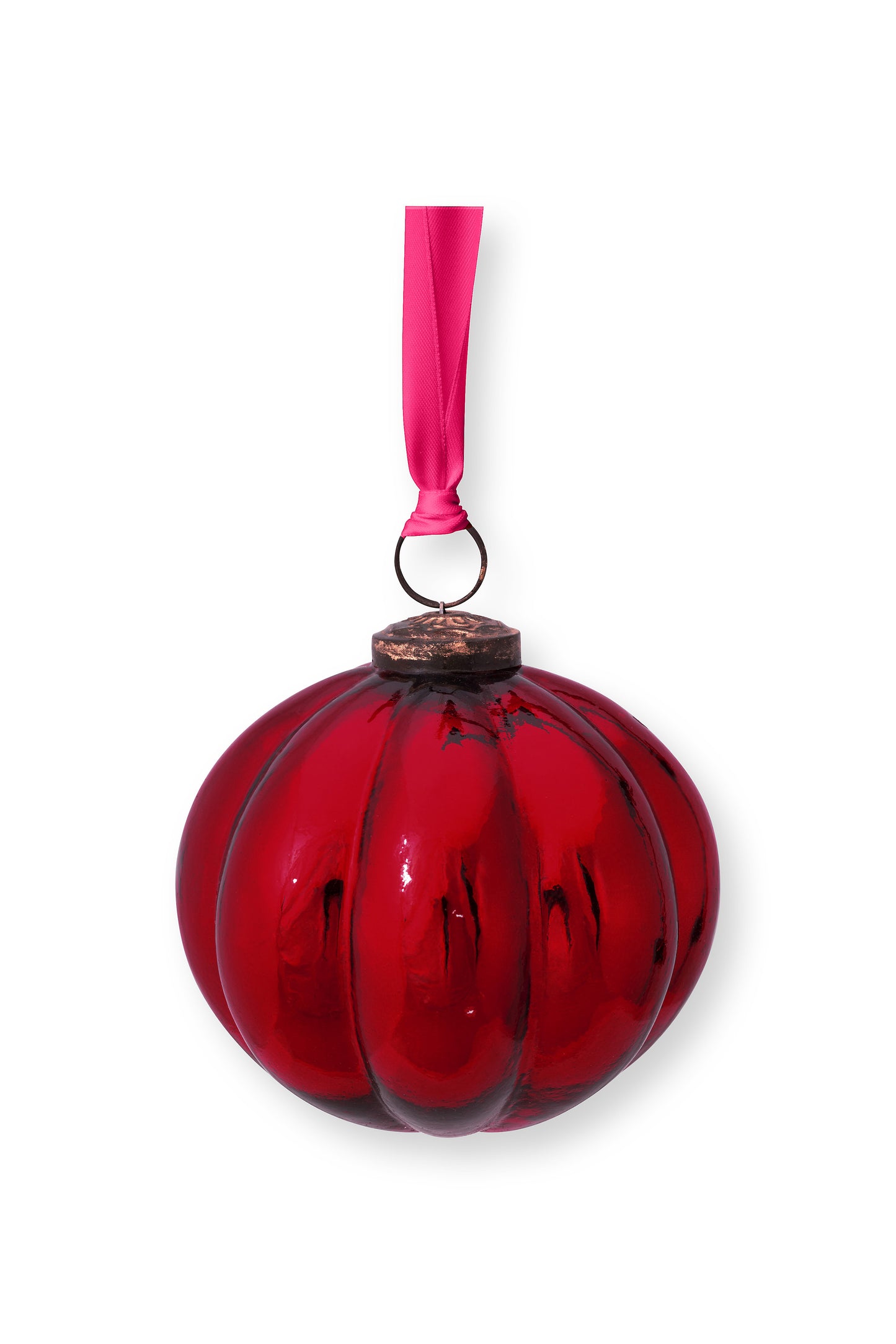 Ornament Glass Stripes Red 10cm