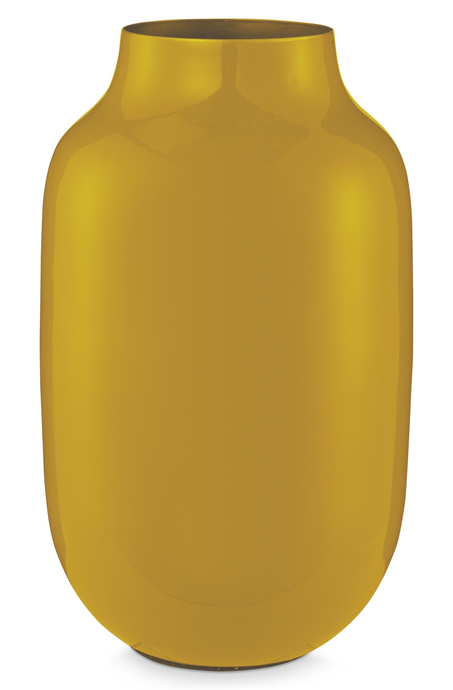 Vase Metal Oval Yellow 30cm