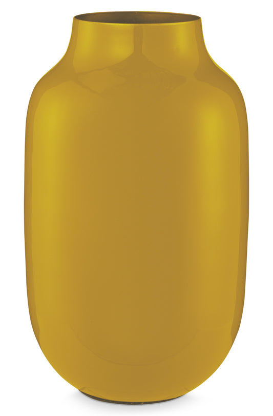 Vase Metal Oval Yellow 30cm