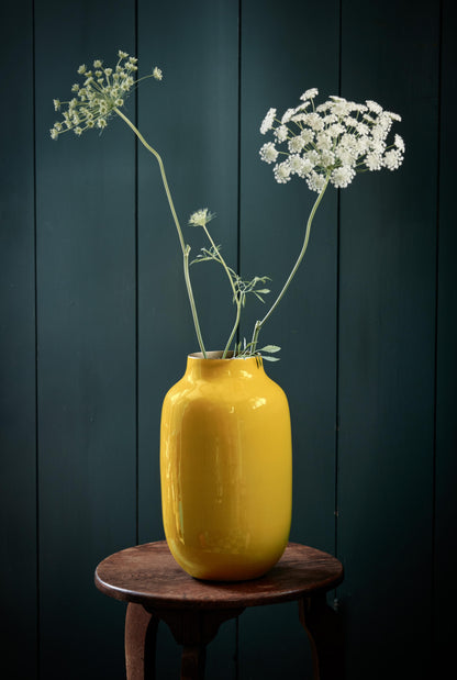 Vase Metal Oval Yellow 30cm