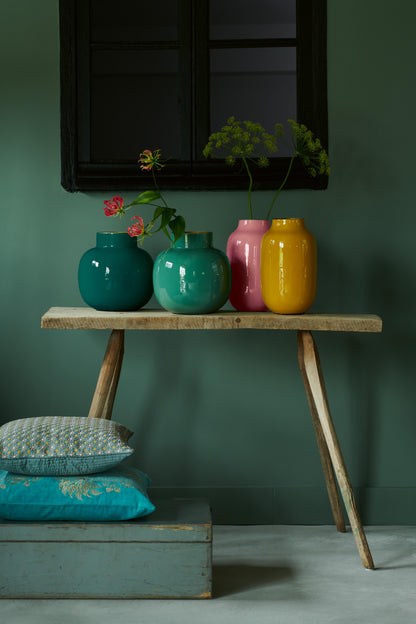 Vase Metal Oval Yellow 30cm