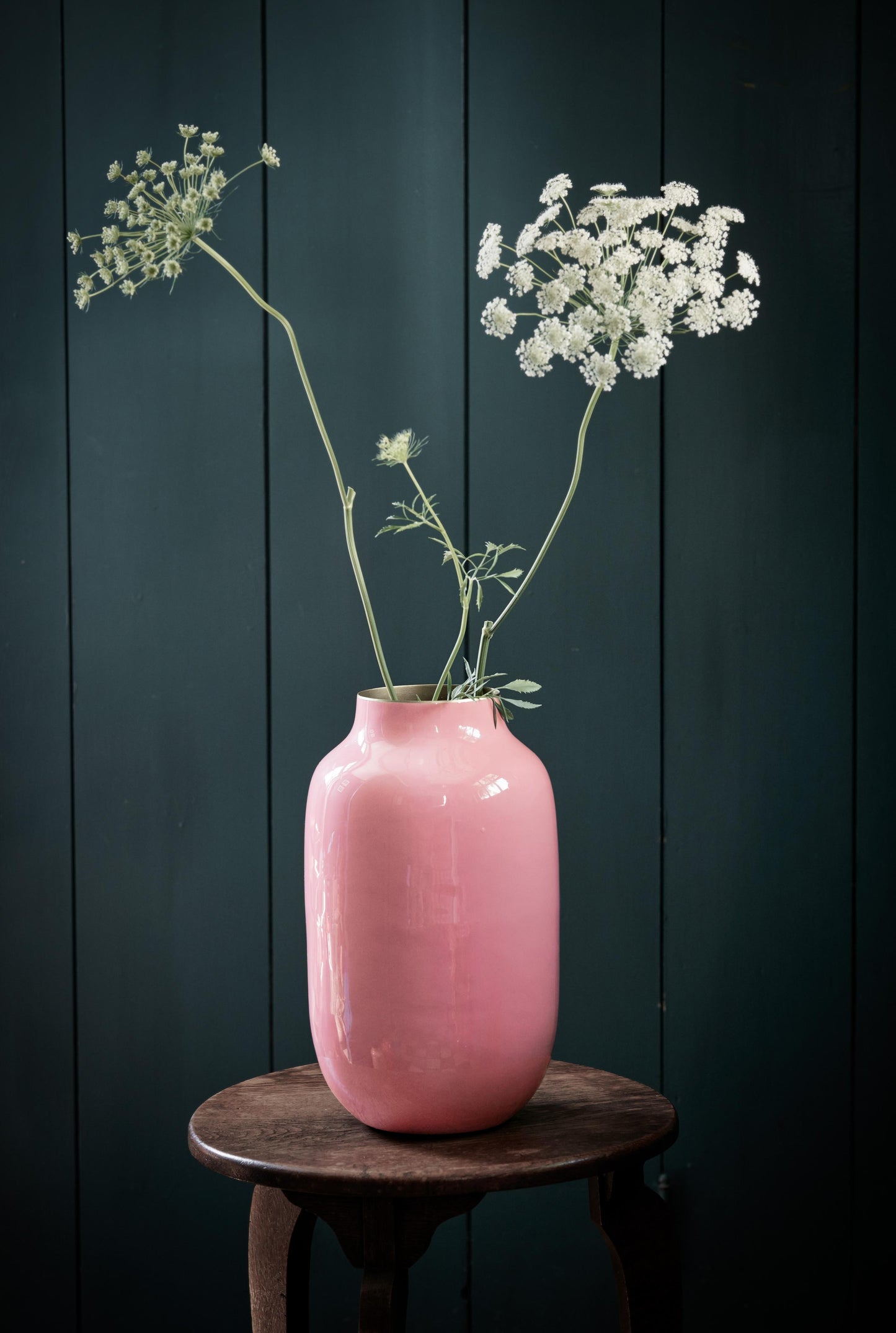 Vase Metal Oval Old Pink 30cm