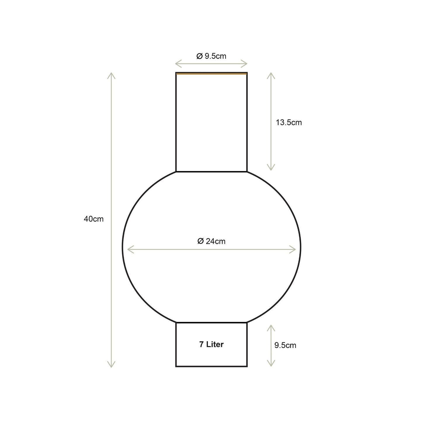 Vase Metal Medium Ocher 24x40cm