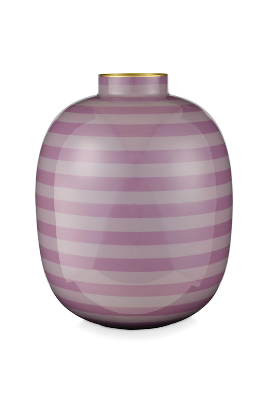 Vase Metal Stripes Lilac 32cm