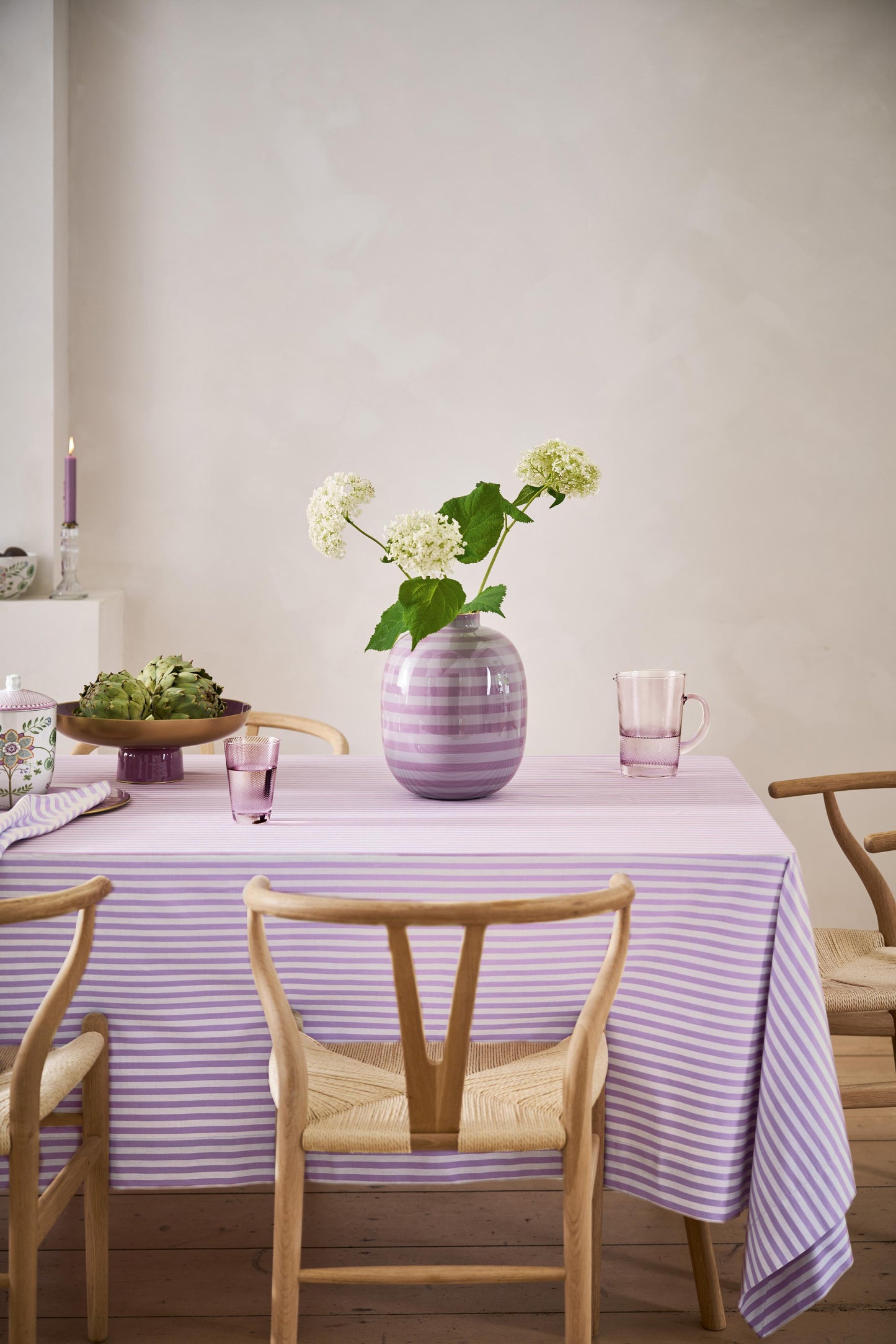 Vase Metal Stripes Lilac 32cm