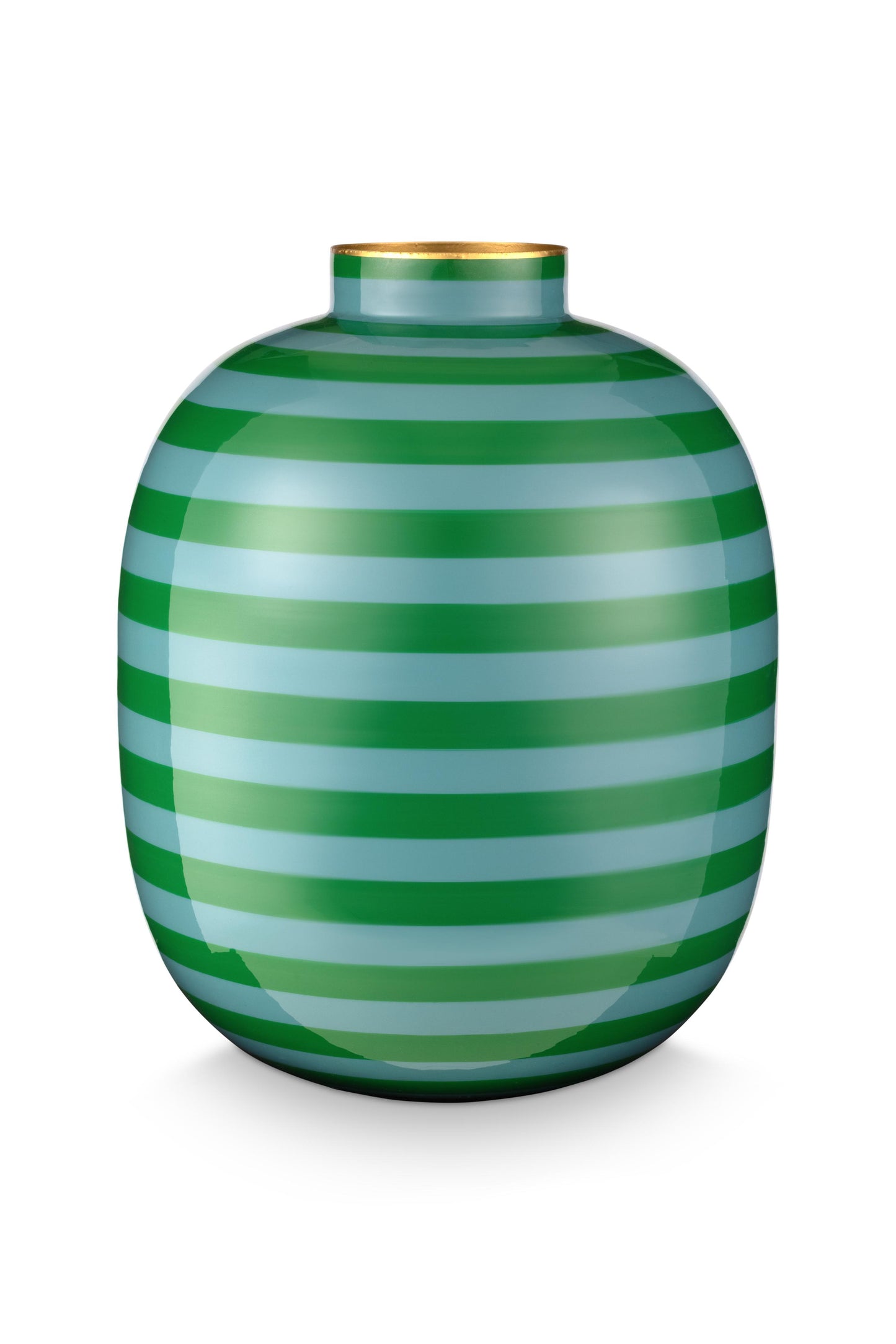 Vase Metal Stripes Green 32cm