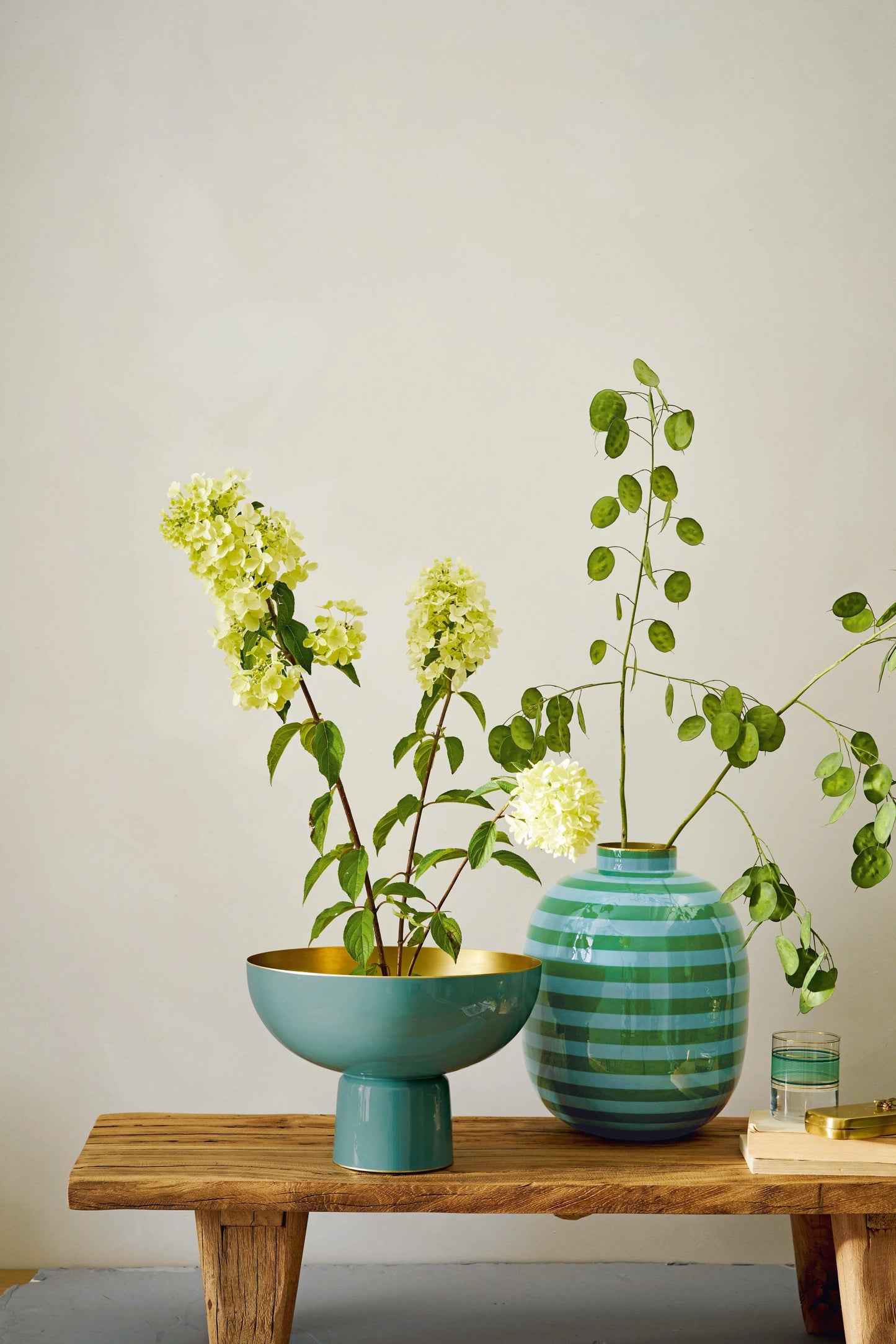 Vase Metal Stripes Green 32cm