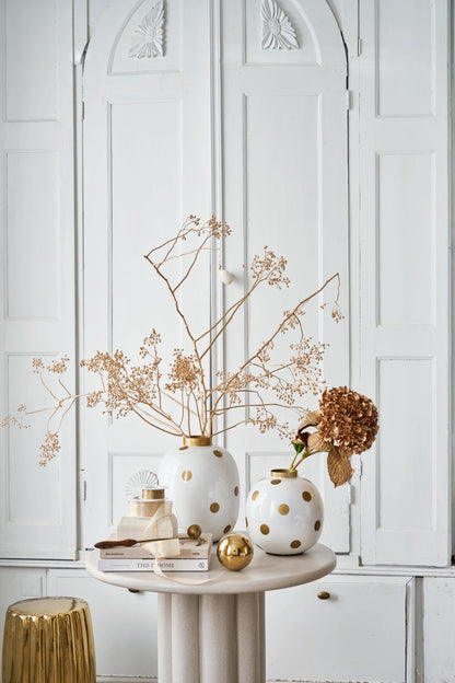 Vase Metal Dots White-Gold 32cm