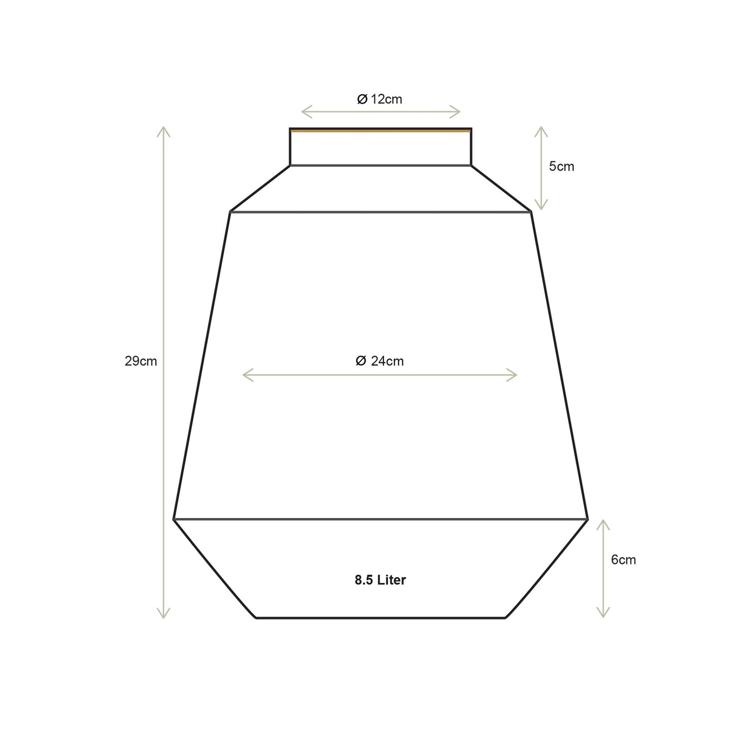 Vase Metal Stripes White-Gold 24x29cm
