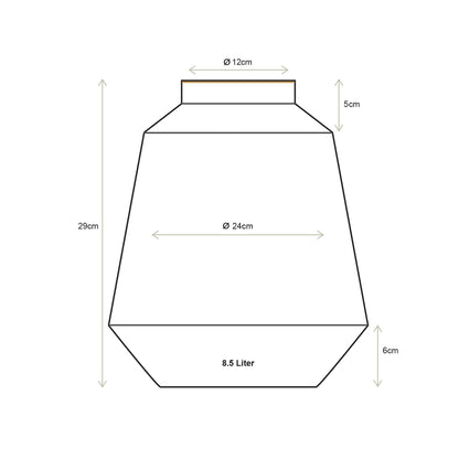 Vase Metal Stripes White-Gold 24x29cm
