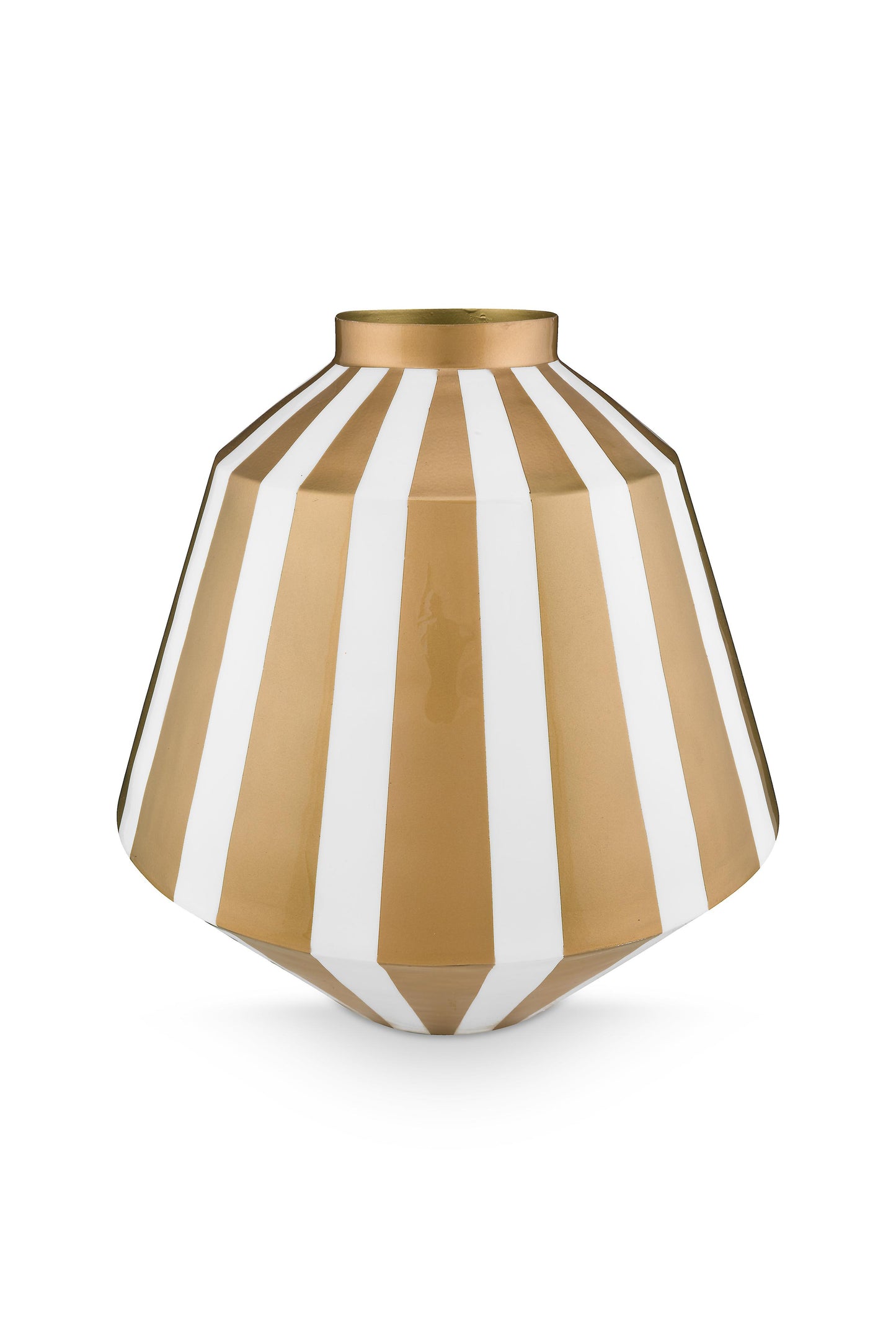Vase Metal Stripes White-Gold 35cm