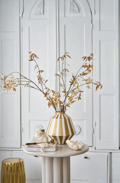 Vase Metal Stripes White-Gold 35cm