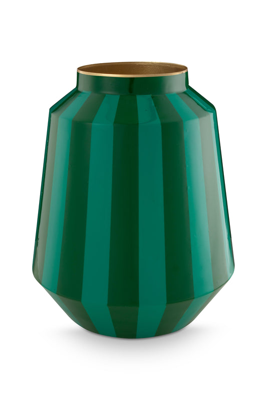 Vase Metal Stripes Green 24x29cm