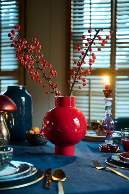 Vase Metal Small Red 18x24cm
