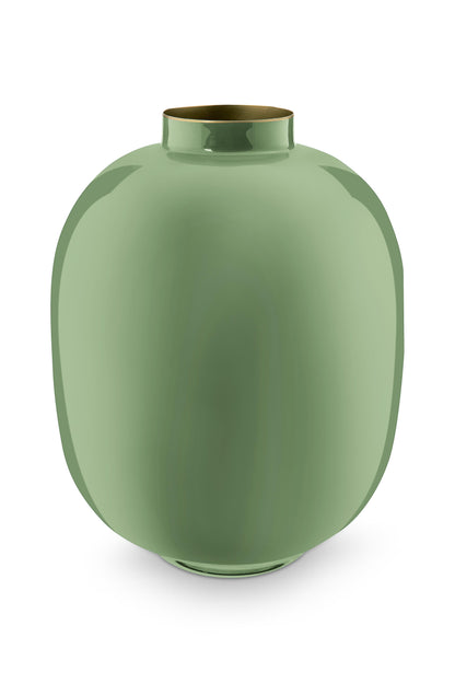 Vase Metal Mid Green 32cm