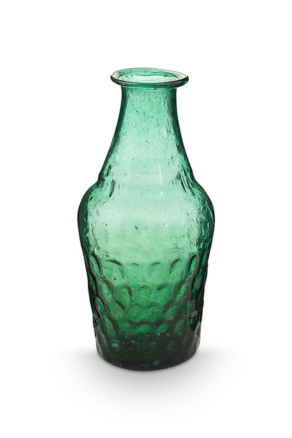 Set/3 Small Vases Glass Blue-Green