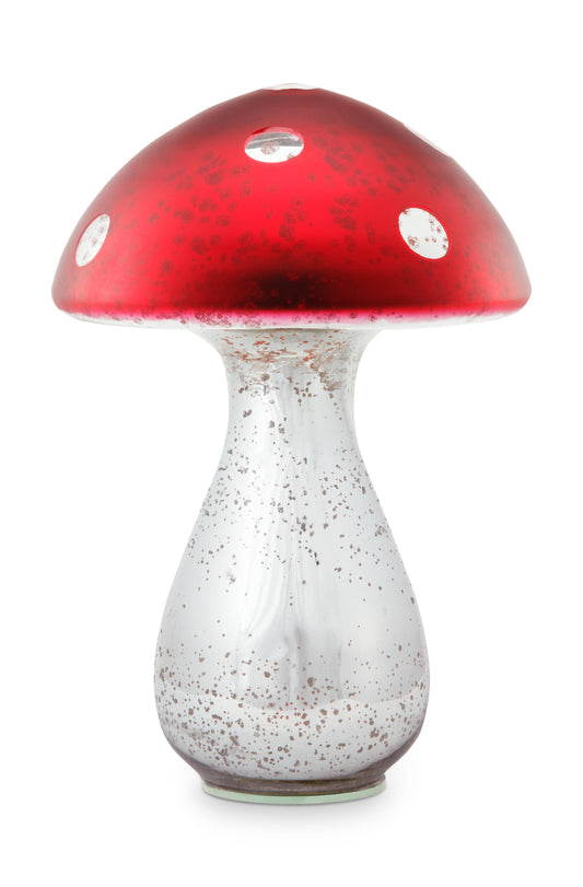 Mushroom Glass Silver-Red 24cm