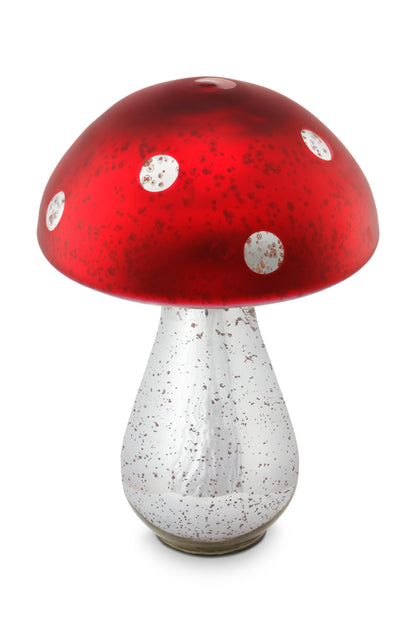 Mushroom Glass Silver-Red 30cm