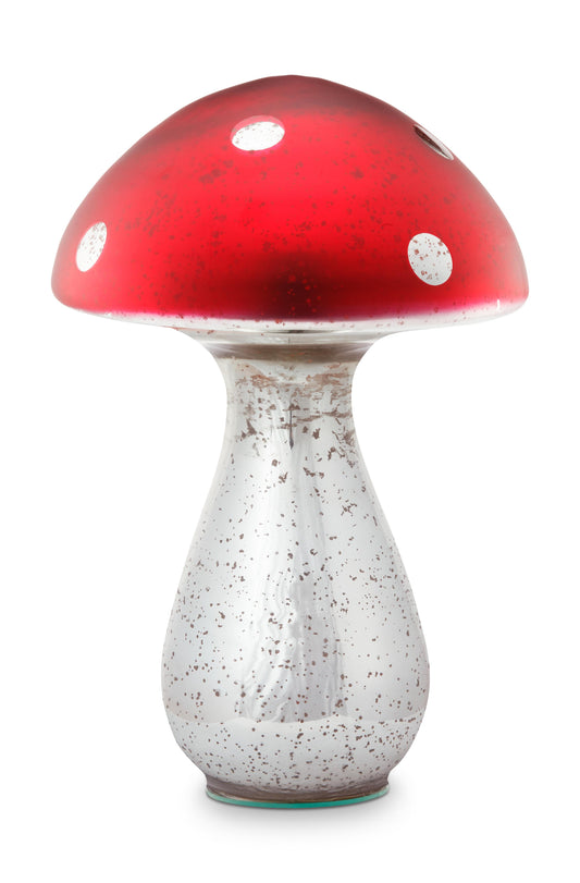 Mushroom Glass Silver-Red 40cm