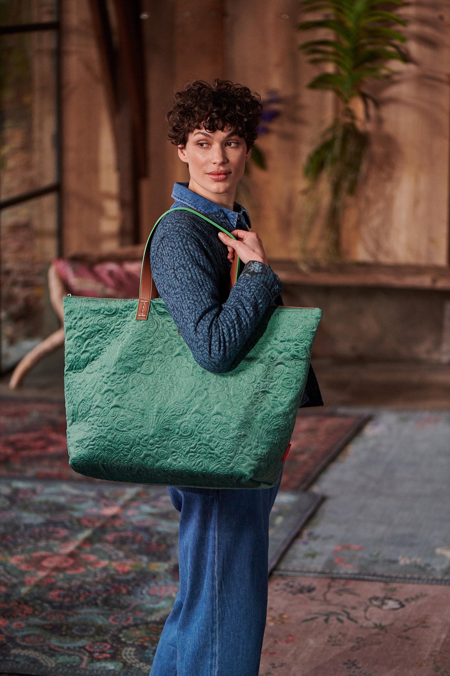 Tote Bag Velvet Quiltey Days 66x20x44cm