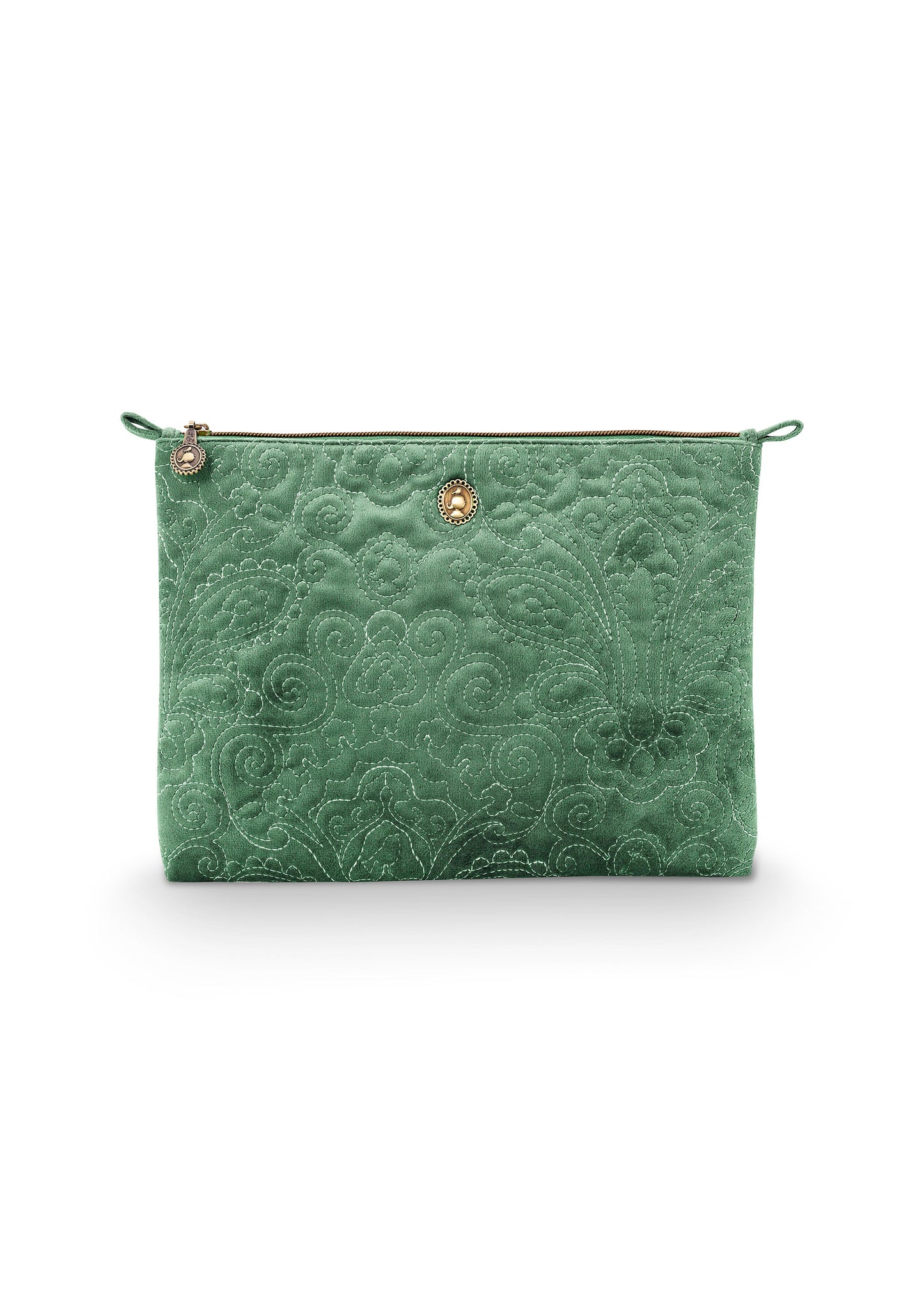 Cosmetic Flat Pouch Large Velvet Quilted 30x1x22cm