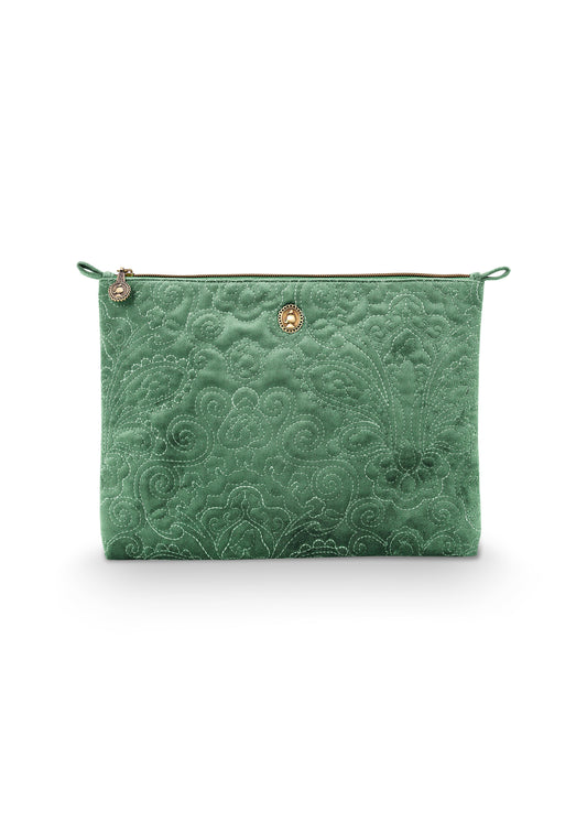 Cosmetic Flat Pouch Large Velvet Quilted 30x1x22cm