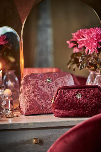 Cosmetic Purse Small Velvet Quilted 19x8.5x12cm