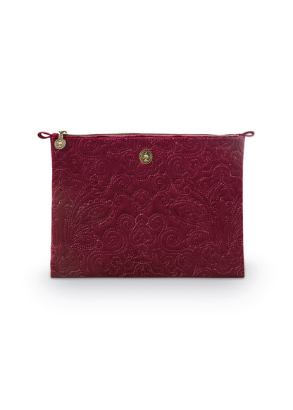 Cosmetic Flat Pouch Large Velvet Quilted 30x1x22cm
