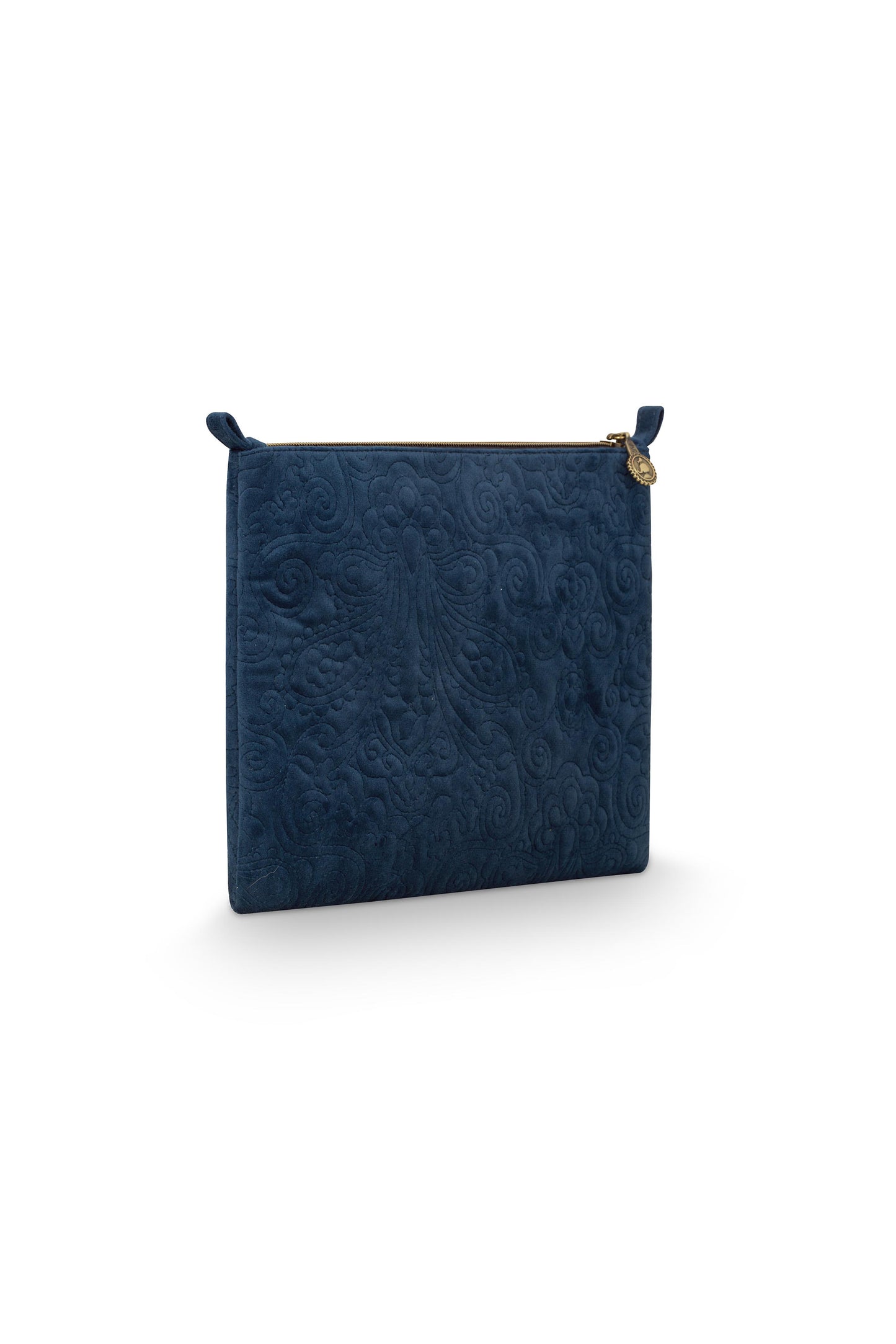 Cosmetic Flat Pouch Large Velvet Quilted 30x1x22cm