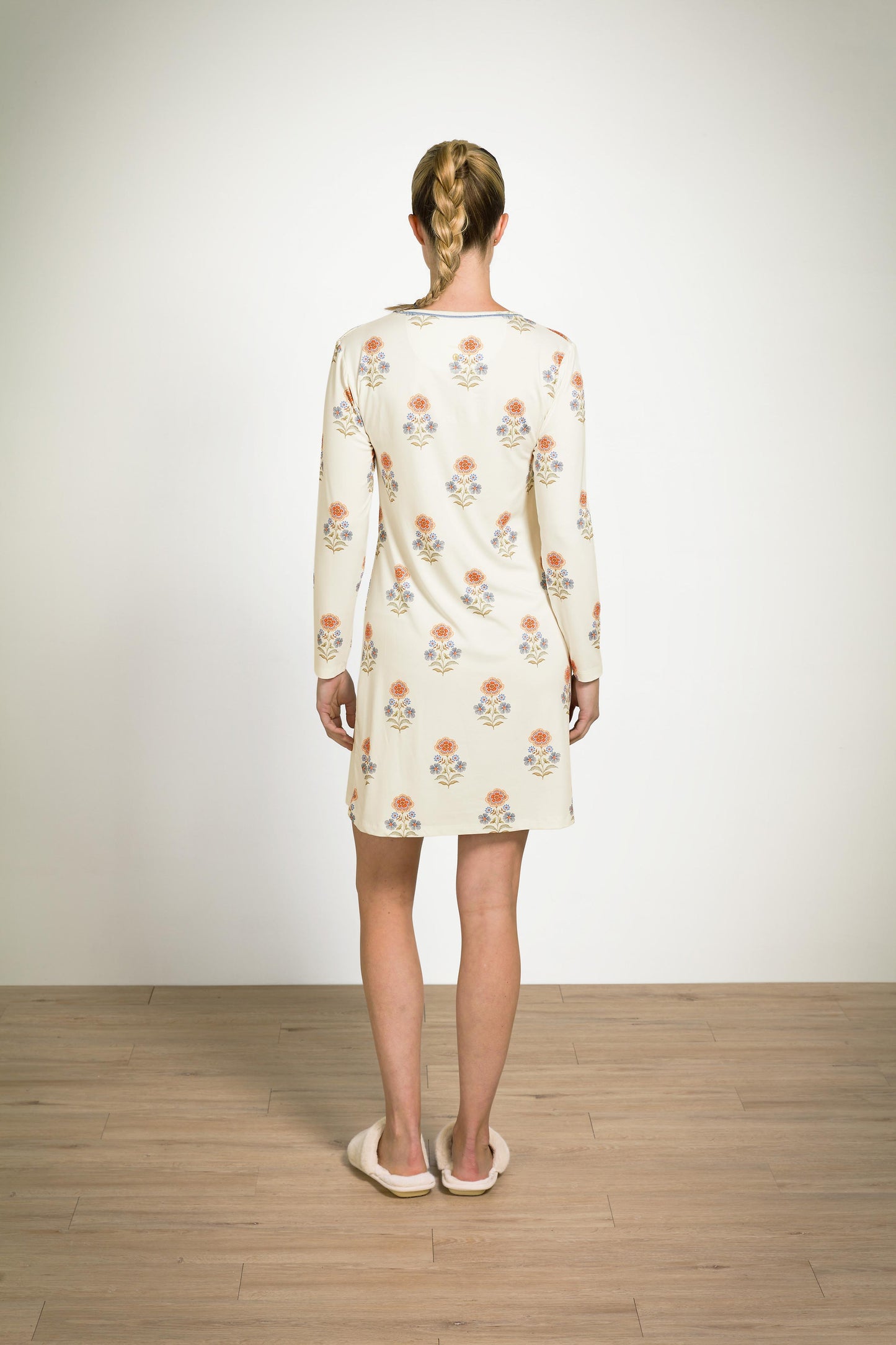Dana Long Sleeve Nightdress Tanaka White