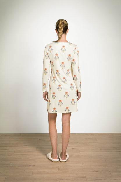 Dana Long Sleeve Nightdress Tanaka White