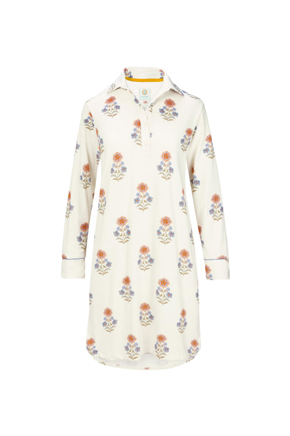 Daaltje Long Sleeve Nightdress Tanaka White
