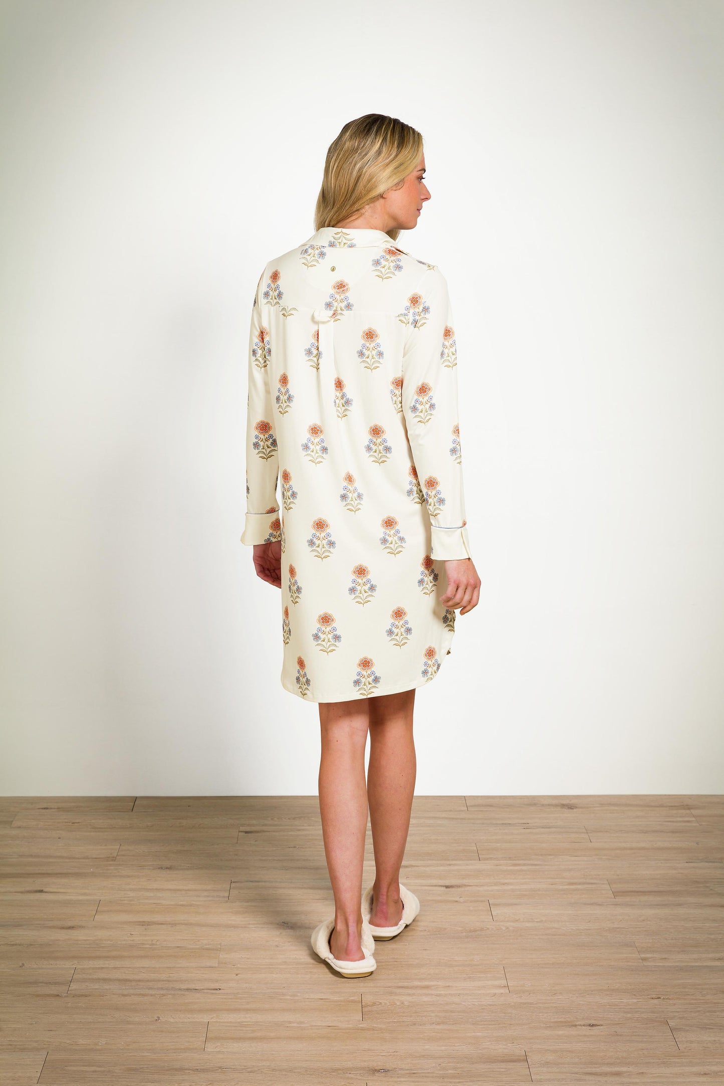Daaltje Long Sleeve Nightdress Tanaka White