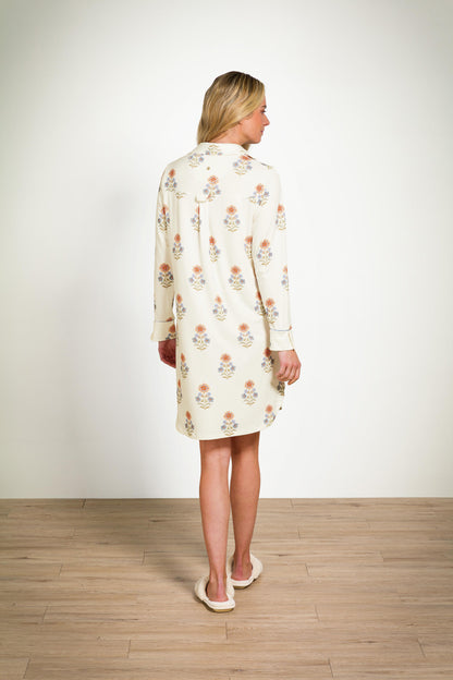 Daaltje Long Sleeve Nightdress Tanaka White