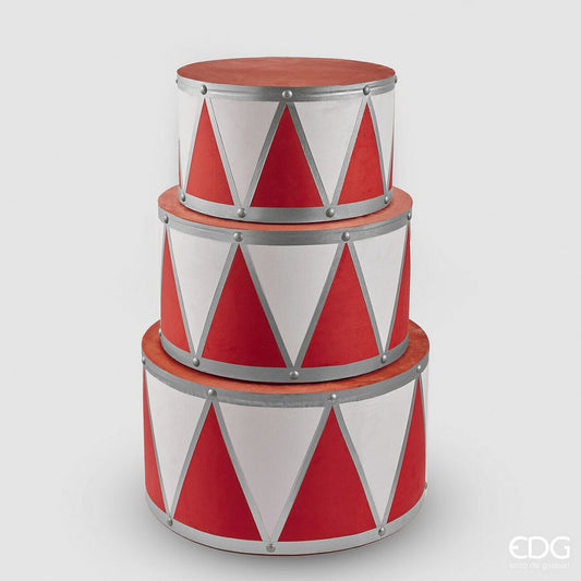 White & Red Decorative Drum Tables
