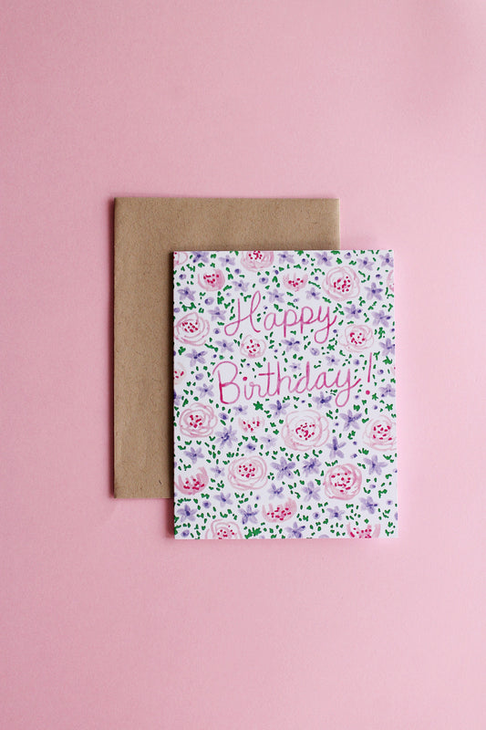 Peony Doodles Birthday Card
