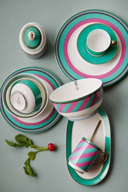 Mug Large with Ear Pip Chique Stripes Pink-Green 350ml