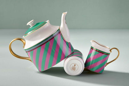 Tea Pot Large Pip Chique Stripes Pink-Green 1.8ltr