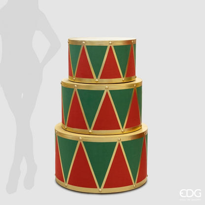 Green & Red Decorative Drum Tables