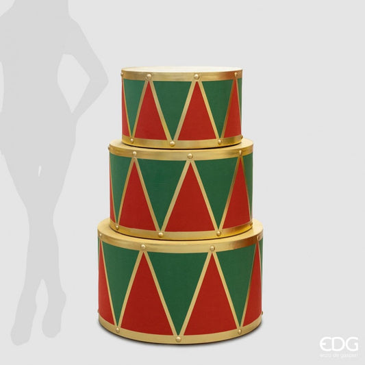 Green & Red Decorative Drum Tables